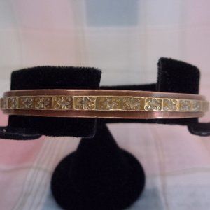 Copper Cuff Bracelet With Gold Tone Design